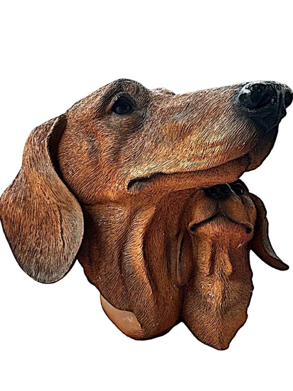 LS Vintage 2003 Resin Dachshund Dogs Figurine 7” Mother & Puppy Signed Dated